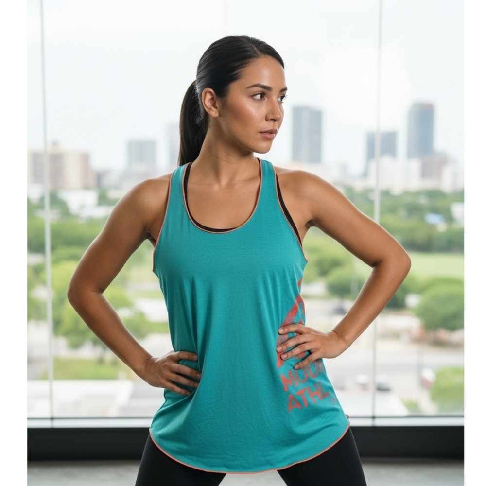 The North Face Tank Top Womens Large L/G Teal Orange Mountain Athletics‎